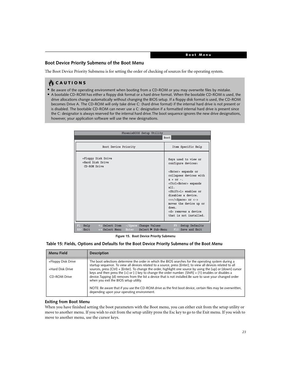 Boot device priority submenu of the boot menu | Fujitsu Siemens Computers N3010 User Manual | Page 23 / 25