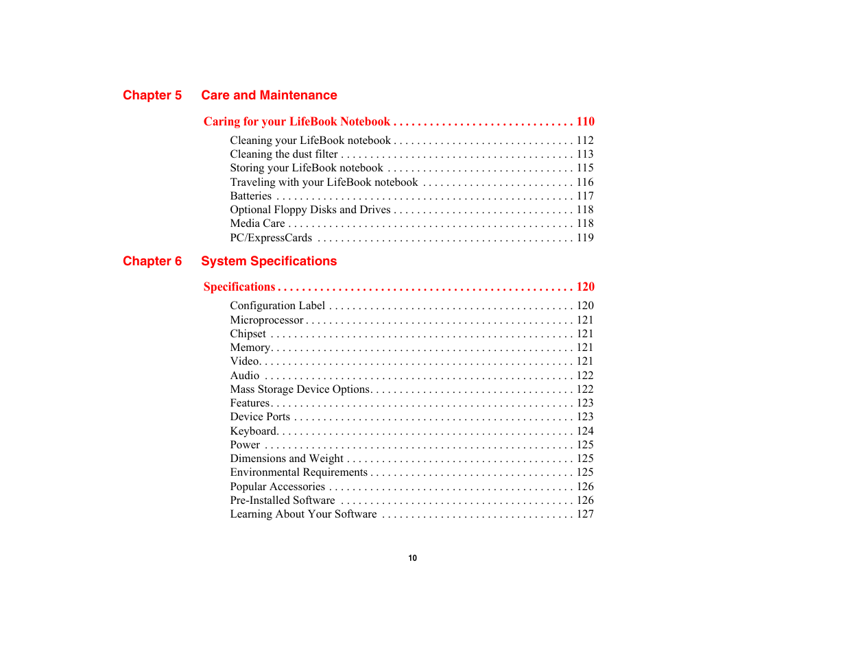 Fujitsu Siemens Computers LifeBook A6210 User Manual | Page 10 / 184