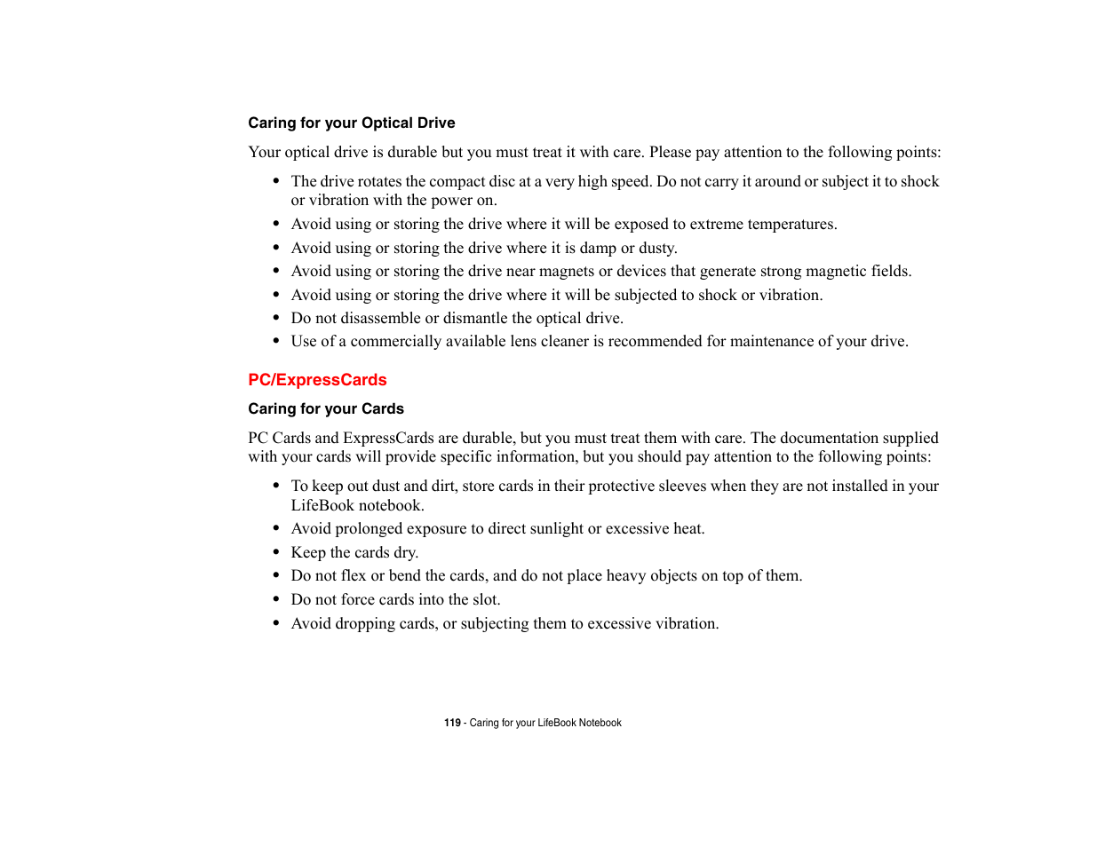 Pc/expresscards | Fujitsu Siemens Computers LifeBook A6210 User Manual | Page 119 / 184