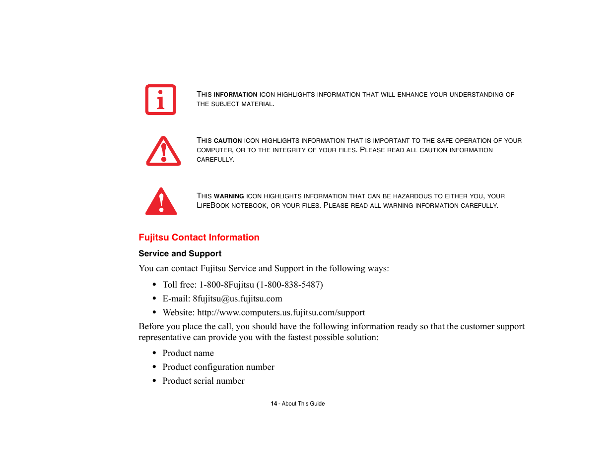 Fujitsu contact information | Fujitsu Siemens Computers LifeBook A6210 User Manual | Page 14 / 184