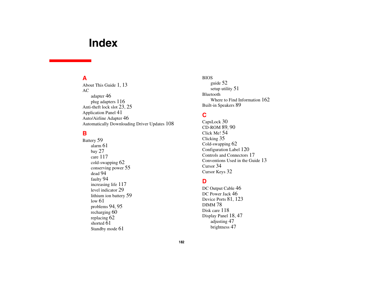 Index | Fujitsu Siemens Computers LifeBook A6210 User Manual | Page 181 / 184