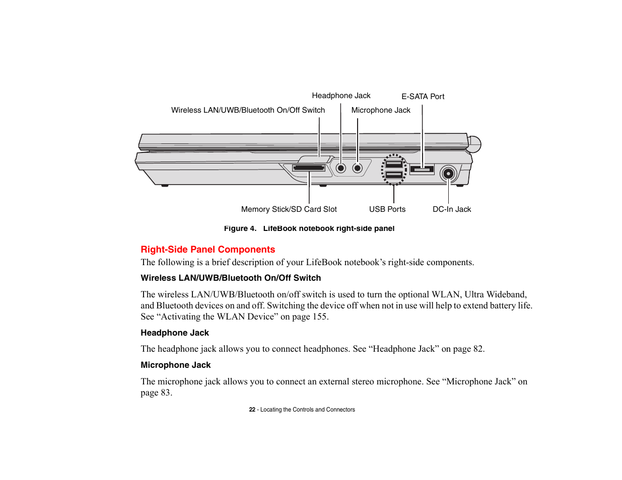 Right-side panel components | Fujitsu Siemens Computers LifeBook A6210 User Manual | Page 22 / 184