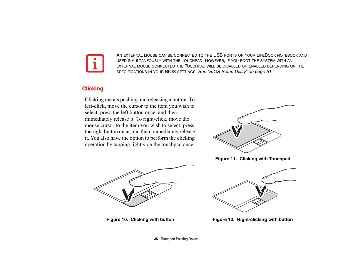 Clicking | Fujitsu Siemens Computers LifeBook A6210 User Manual | Page 35 / 184