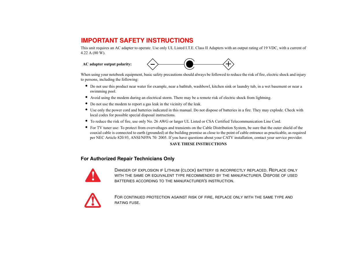 Important safety instructions | Fujitsu Siemens Computers LifeBook A6210 User Manual | Page 4 / 184