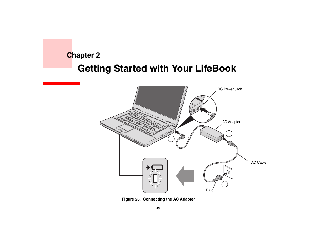 Getting started with your lifebook, Chapter 2 | Fujitsu Siemens Computers LifeBook A6210 User Manual | Page 45 / 184