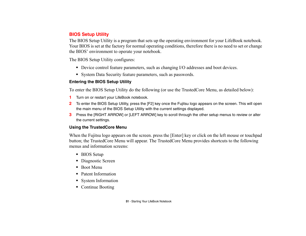 Bios setup utility | Fujitsu Siemens Computers LifeBook A6210 User Manual | Page 51 / 184