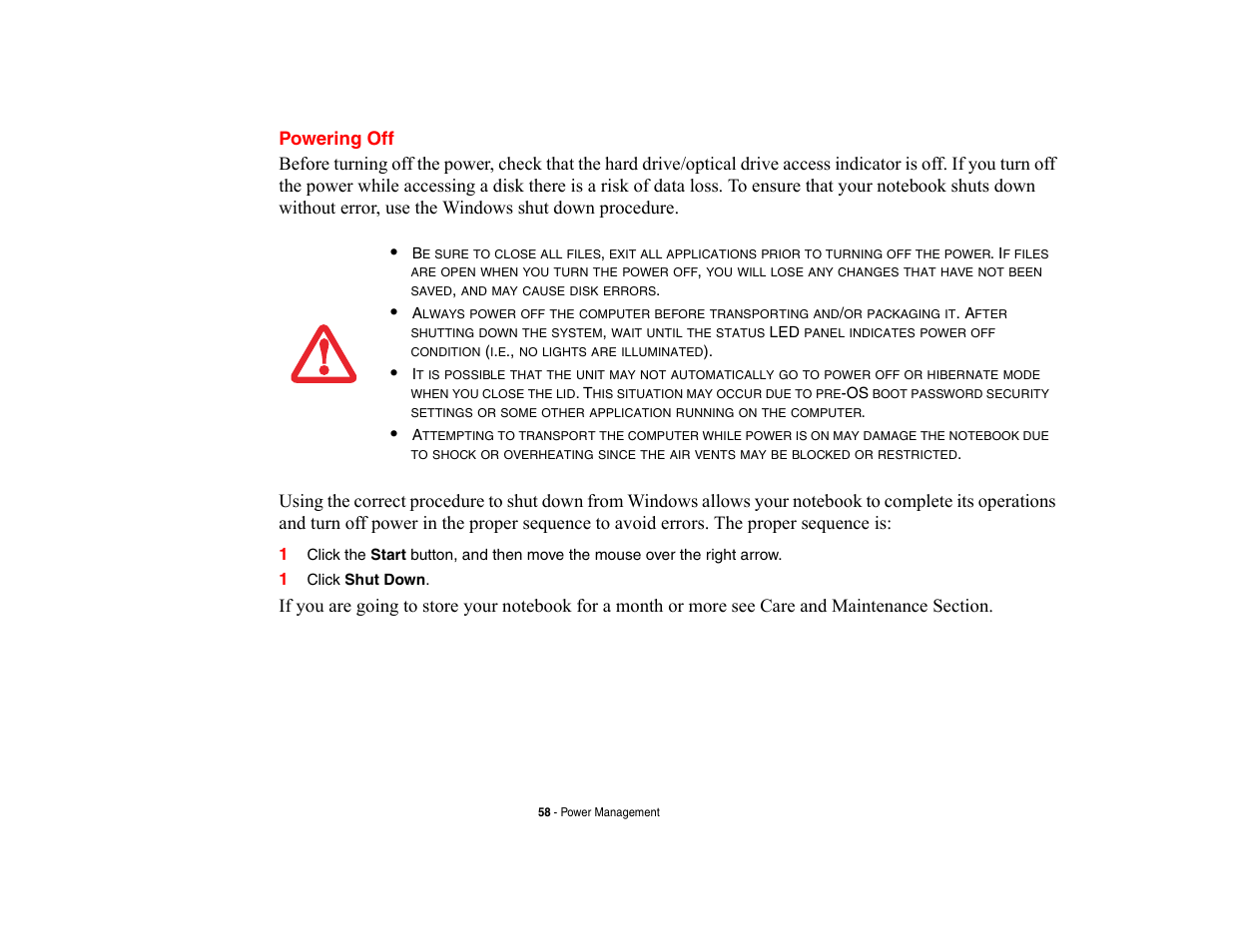 Powering off | Fujitsu Siemens Computers LifeBook A6210 User Manual | Page 58 / 184