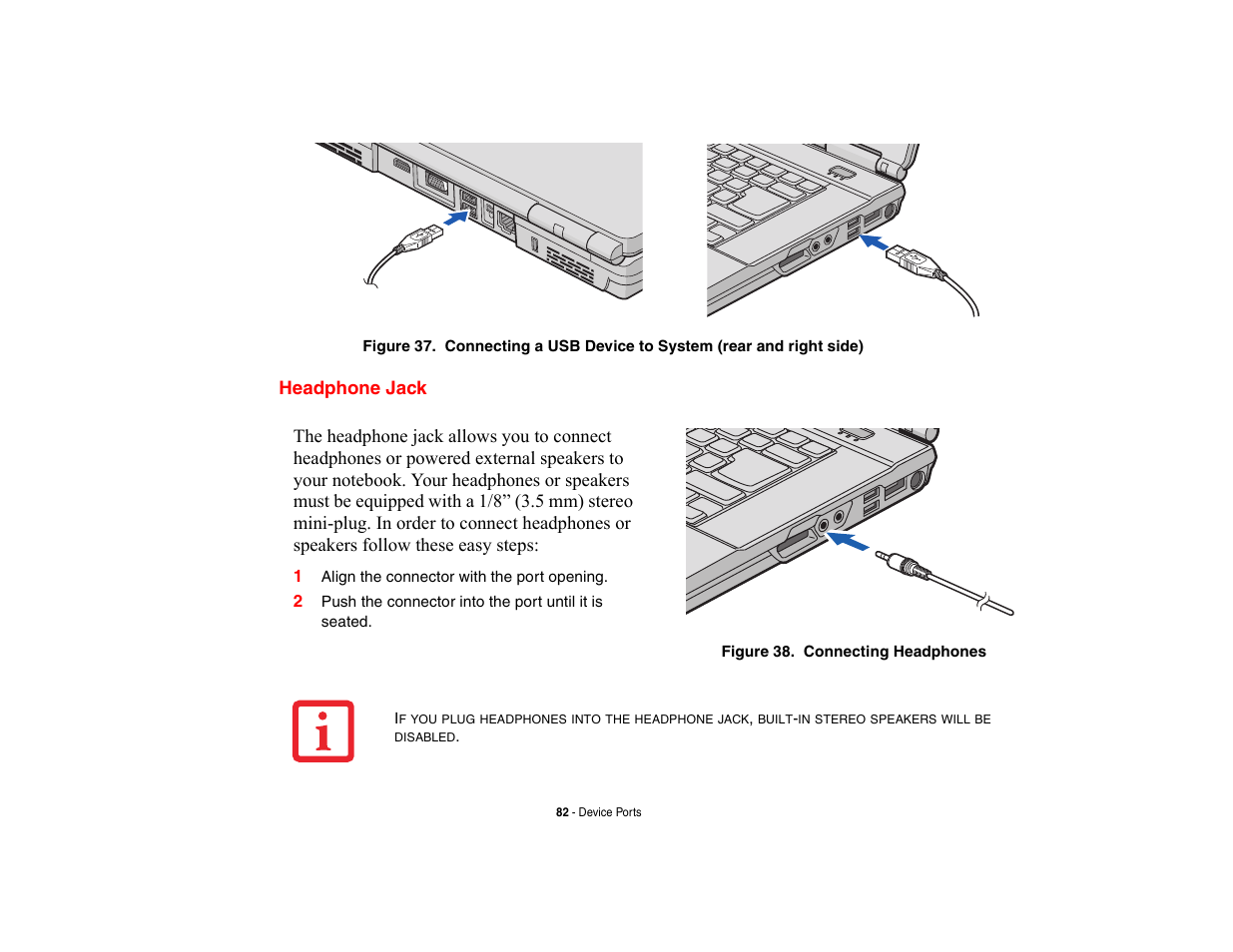 Headphone jack | Fujitsu Siemens Computers LifeBook A6210 User Manual | Page 82 / 184