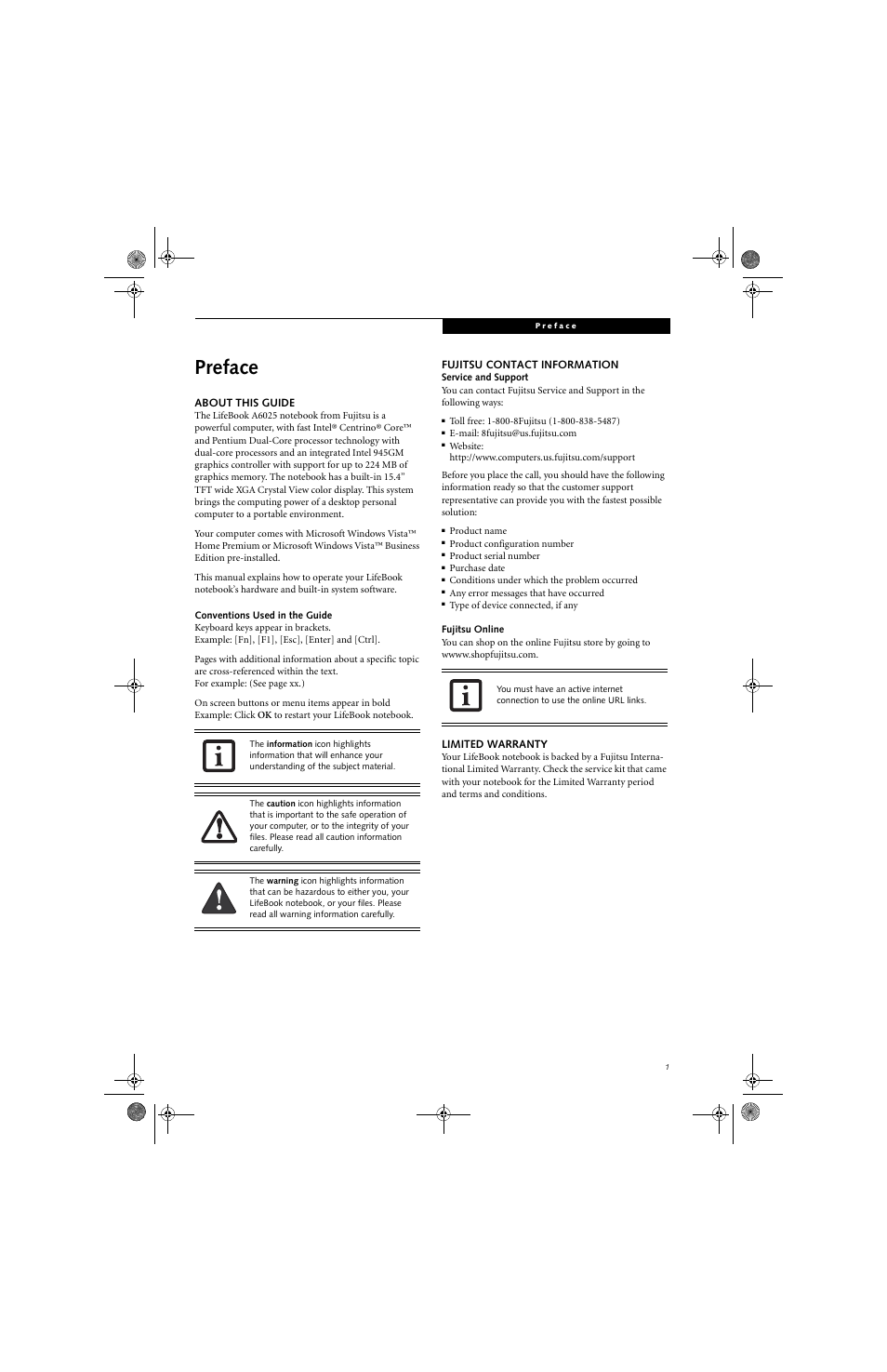 Preface | Fujitsu Siemens Computers LifeBook A6025 User Manual | Page 11 / 120