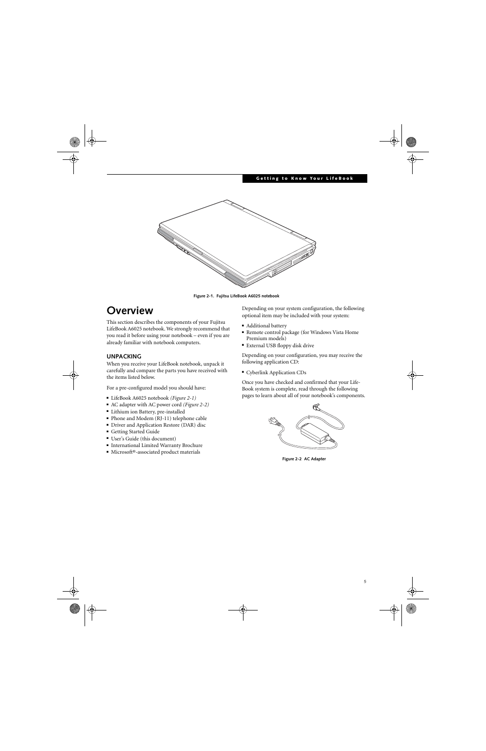 Overview | Fujitsu Siemens Computers LifeBook A6025 User Manual | Page 15 / 120