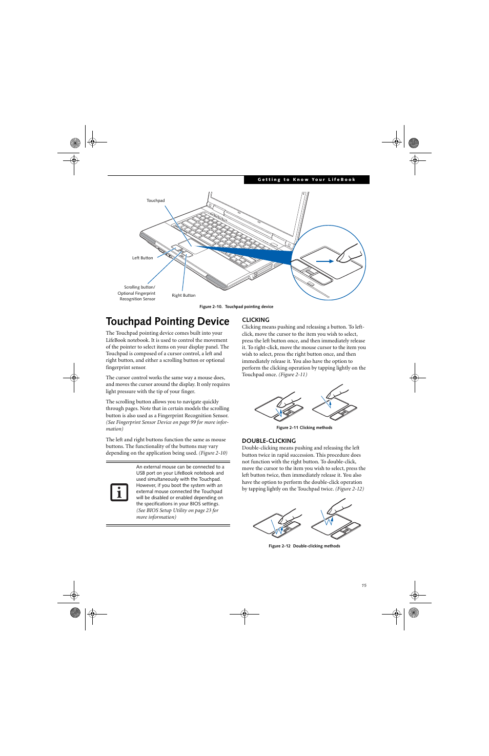 Touchpad pointing device | Fujitsu Siemens Computers LifeBook A6025 User Manual | Page 25 / 120