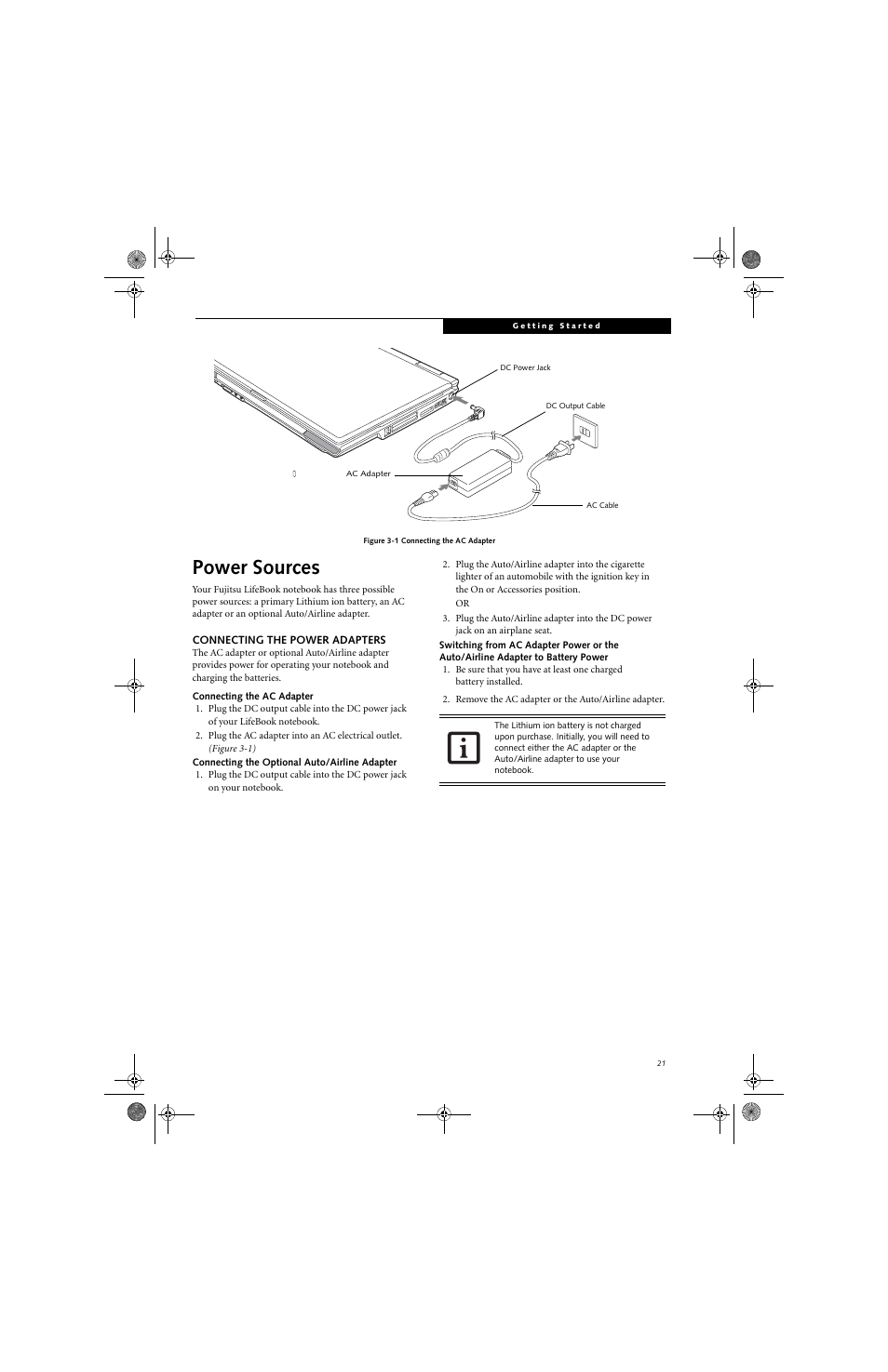 Power sources | Fujitsu Siemens Computers LifeBook A6025 User Manual | Page 31 / 120