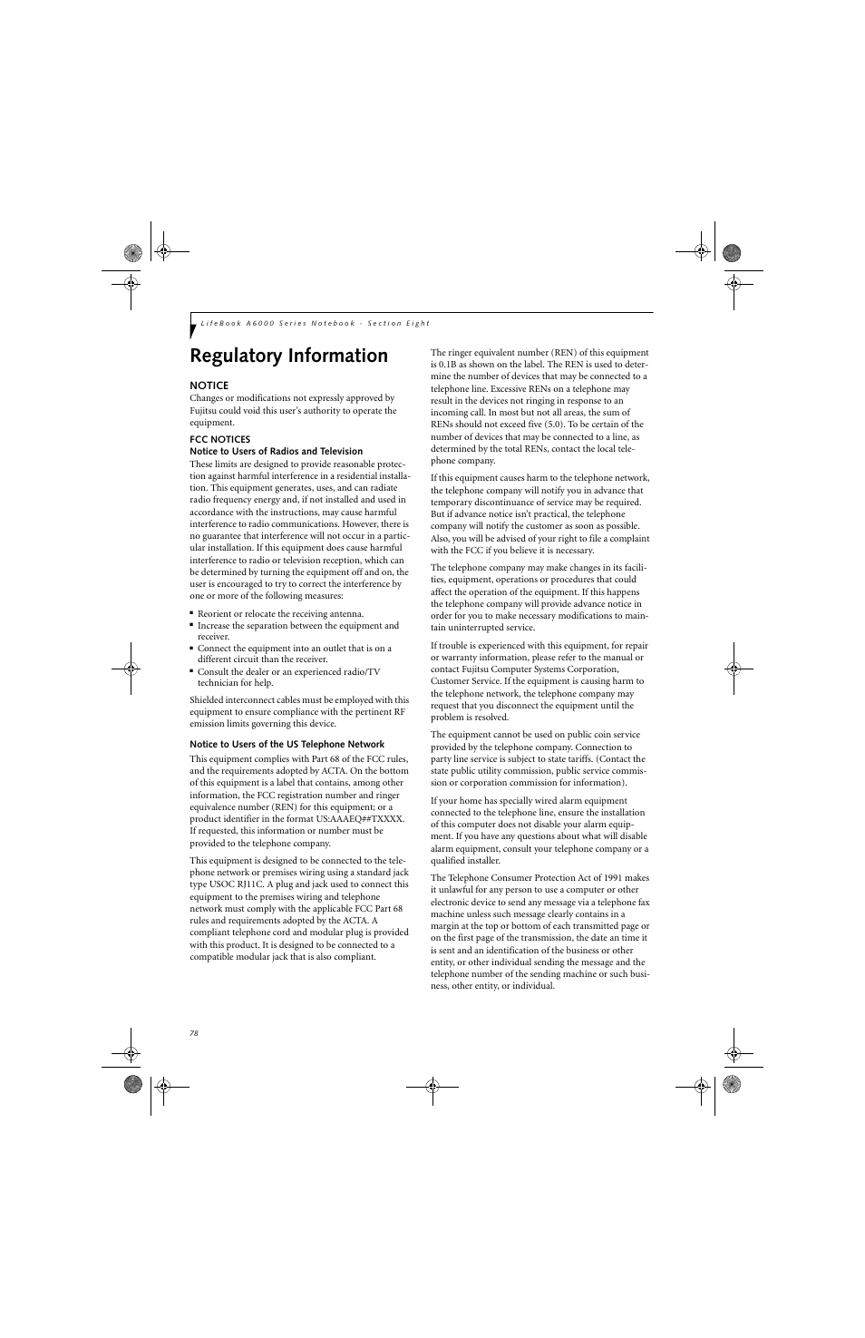 Regulatory information | Fujitsu Siemens Computers LifeBook A6025 User Manual | Page 88 / 120