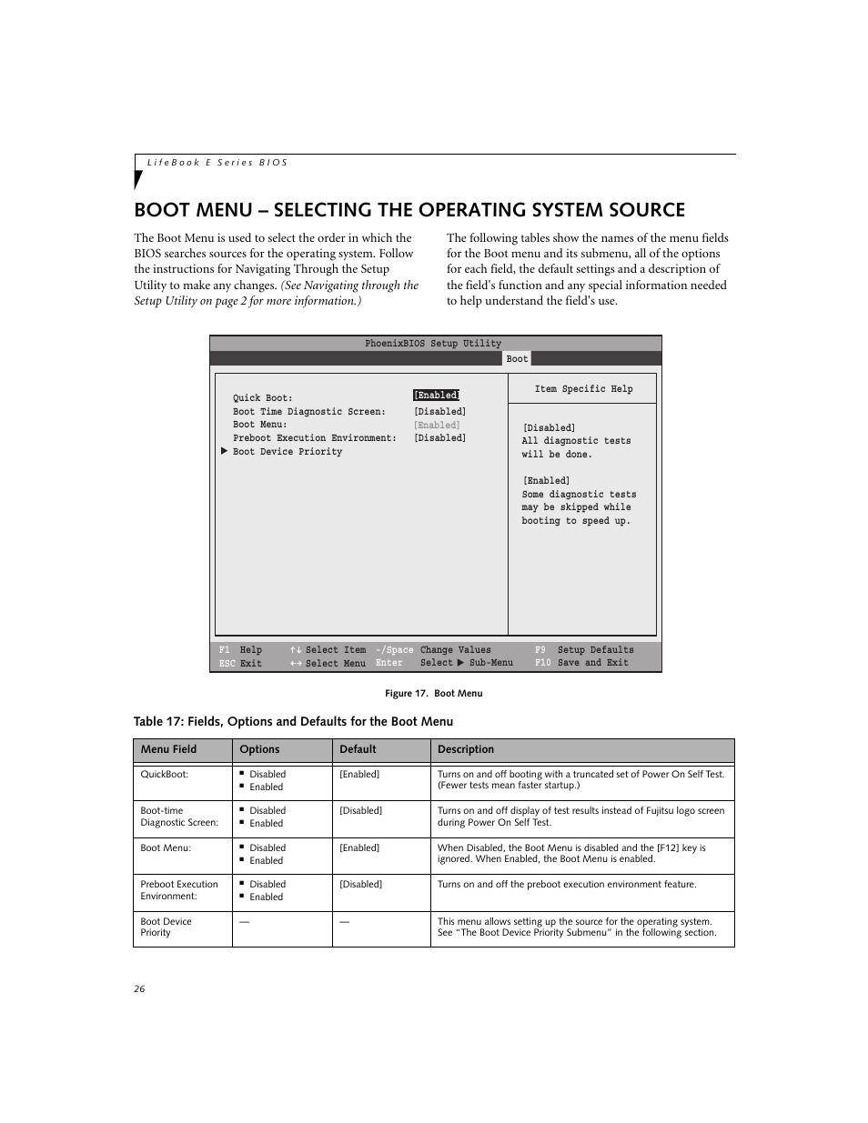 Boot menu - selecting the operating system source, Boot menu – selecting the operating system source | Fujitsu Siemens Computers E8210 User Manual | Page 26 / 29