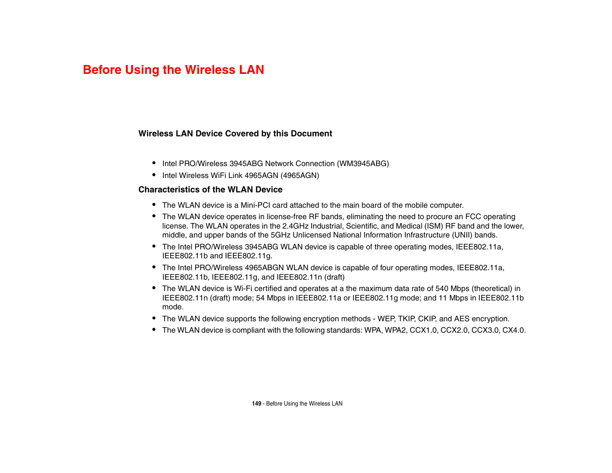 Before using the wireless lan, Fore using the wireless lan | Fujitsu Siemens Computers N6470 User Manual | Page 154 / 185