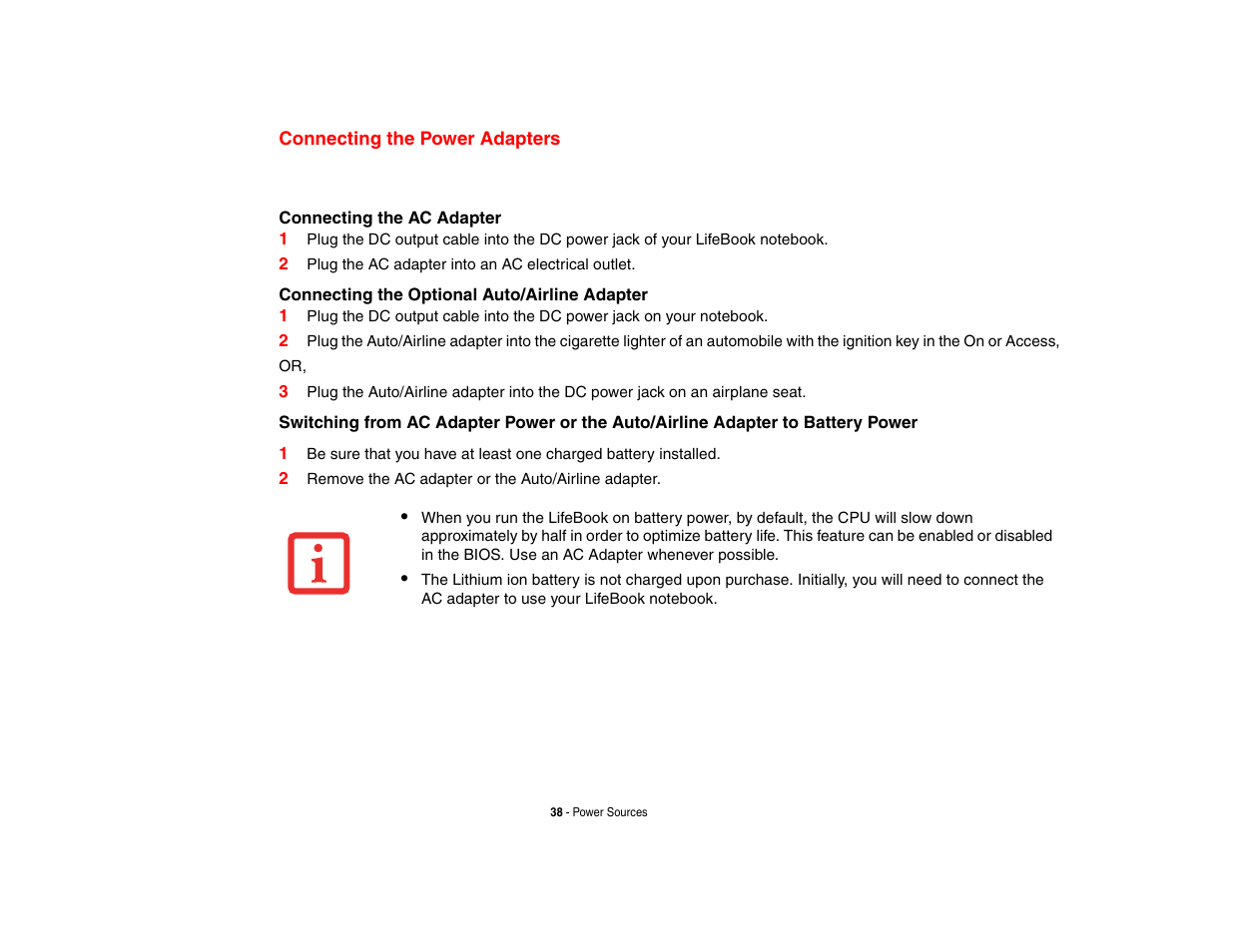 Connecting the power adapters | Fujitsu Siemens Computers N6470 User Manual | Page 43 / 185