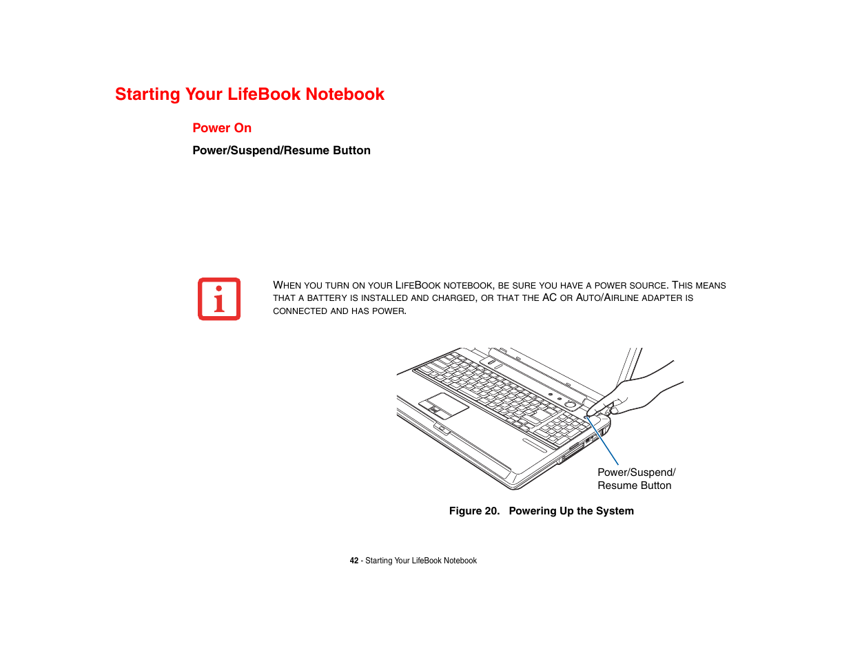 Starting your lifebook notebook, Power on | Fujitsu Siemens Computers N6470 User Manual | Page 47 / 185