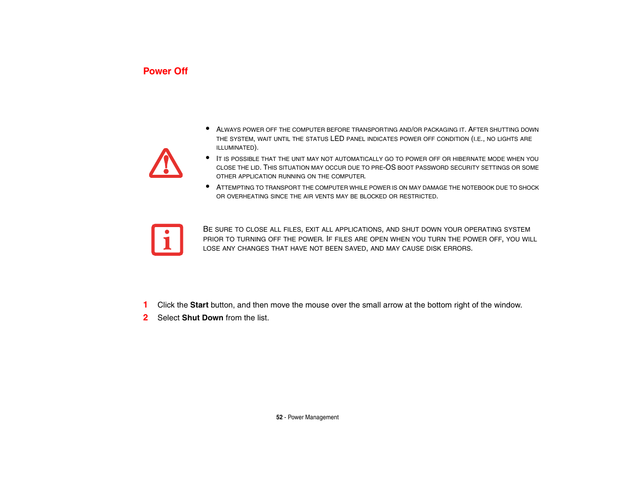 Power off | Fujitsu Siemens Computers N6470 User Manual | Page 57 / 185