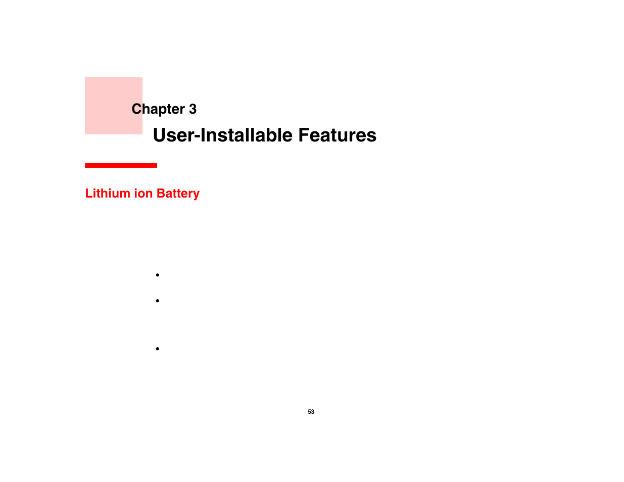 User-installable features, Lithium ion battery, Chapter 3 | Fujitsu Siemens Computers N6470 User Manual | Page 58 / 185