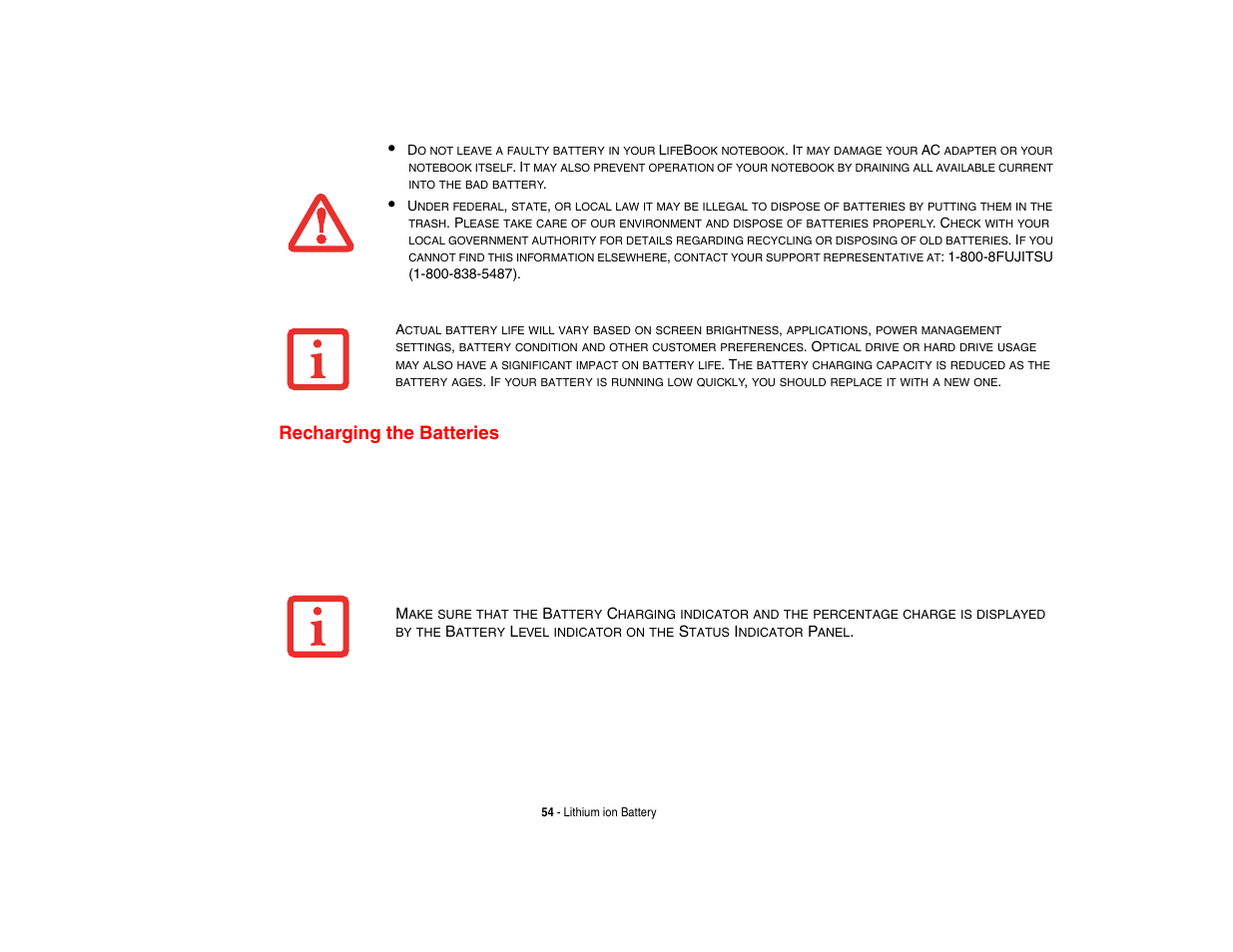 Recharging the batteries | Fujitsu Siemens Computers N6470 User Manual | Page 59 / 185