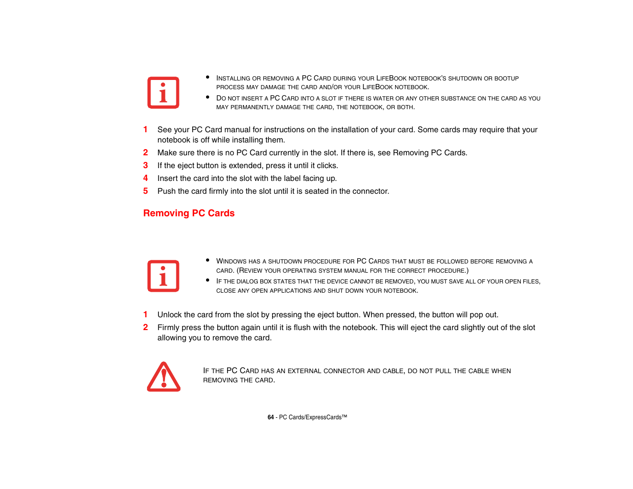 Removing pc cards | Fujitsu Siemens Computers N6470 User Manual | Page 69 / 185