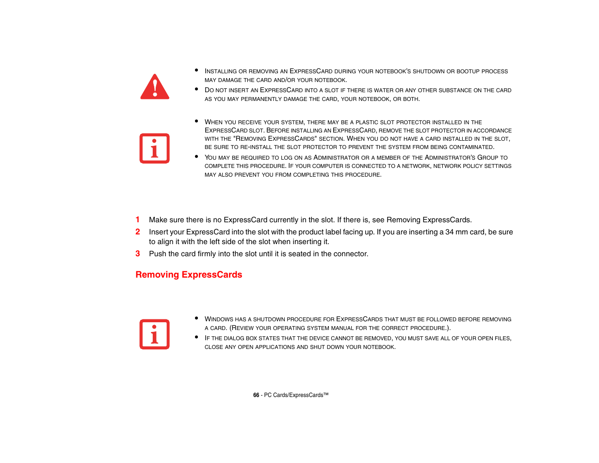 Removing expresscards | Fujitsu Siemens Computers N6470 User Manual | Page 71 / 185