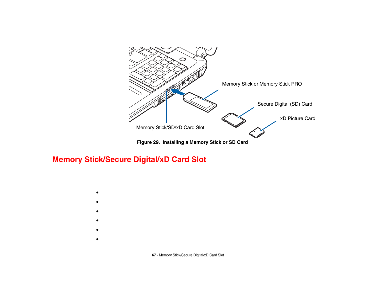 Memory stick/secure digital/xd card slot | Fujitsu Siemens Computers N6470 User Manual | Page 72 / 185