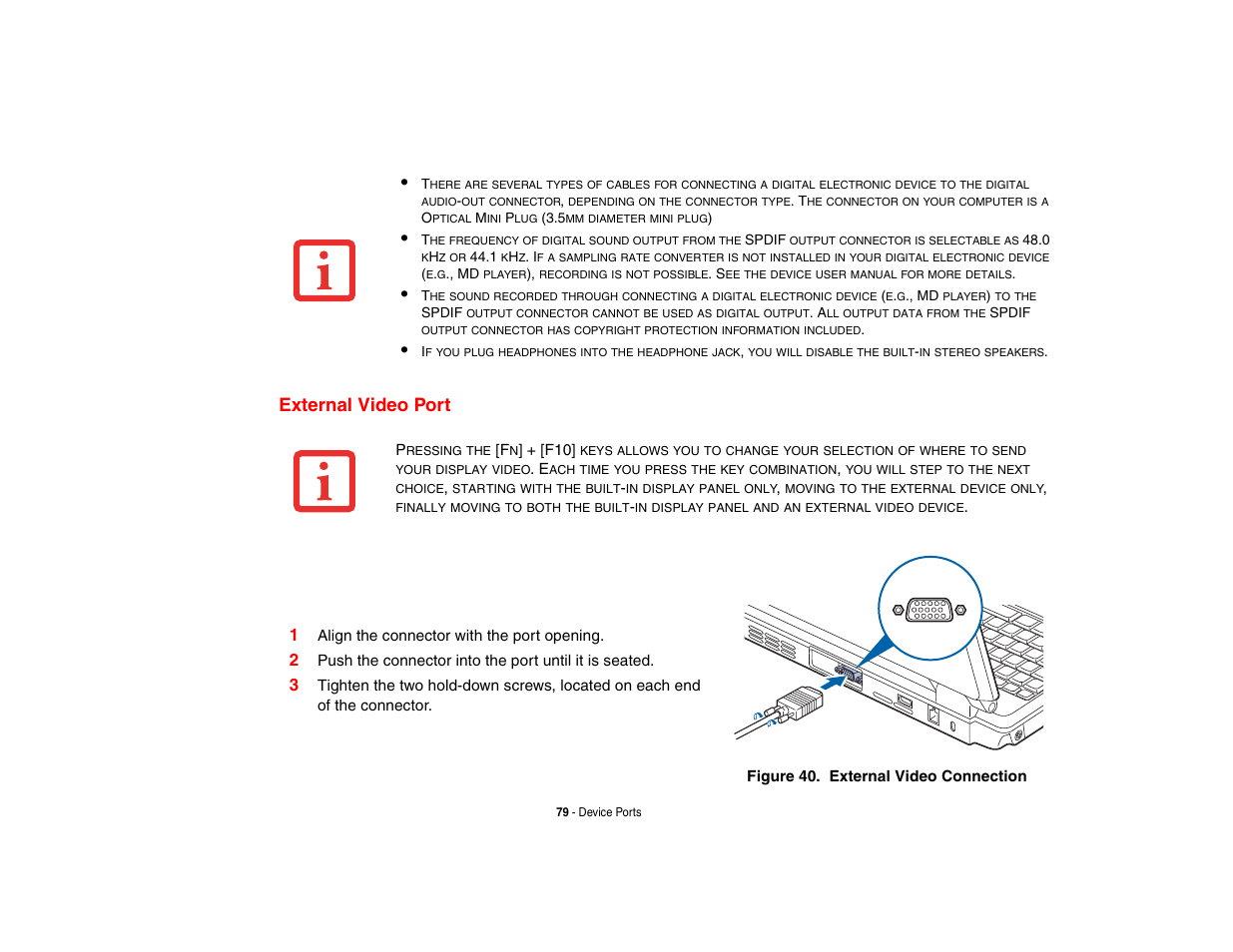 External video port | Fujitsu Siemens Computers N6470 User Manual | Page 84 / 185