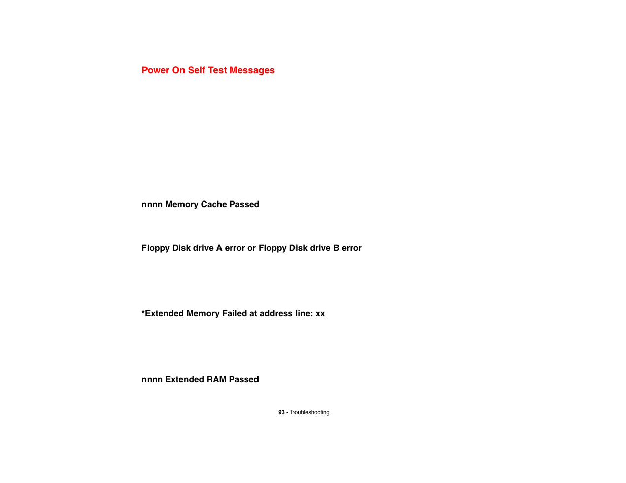 Power on self test messages | Fujitsu Siemens Computers N6470 User Manual | Page 98 / 185