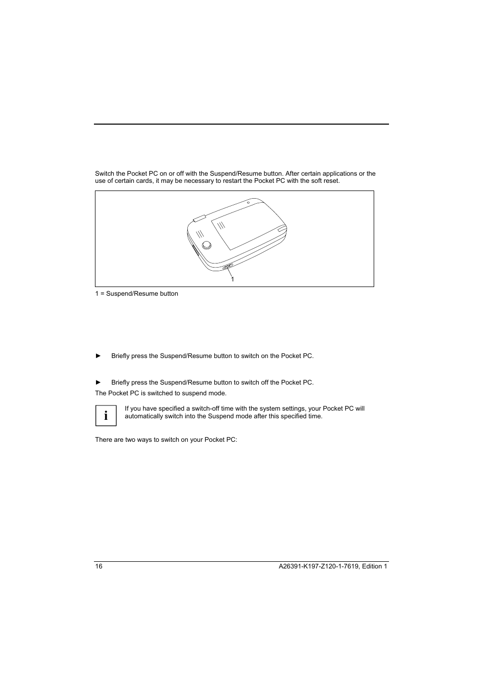 Switching the pocket pc on and off | Fujitsu Siemens Computers Pocket LOOX N100 Series User Manual | Page 24 / 51