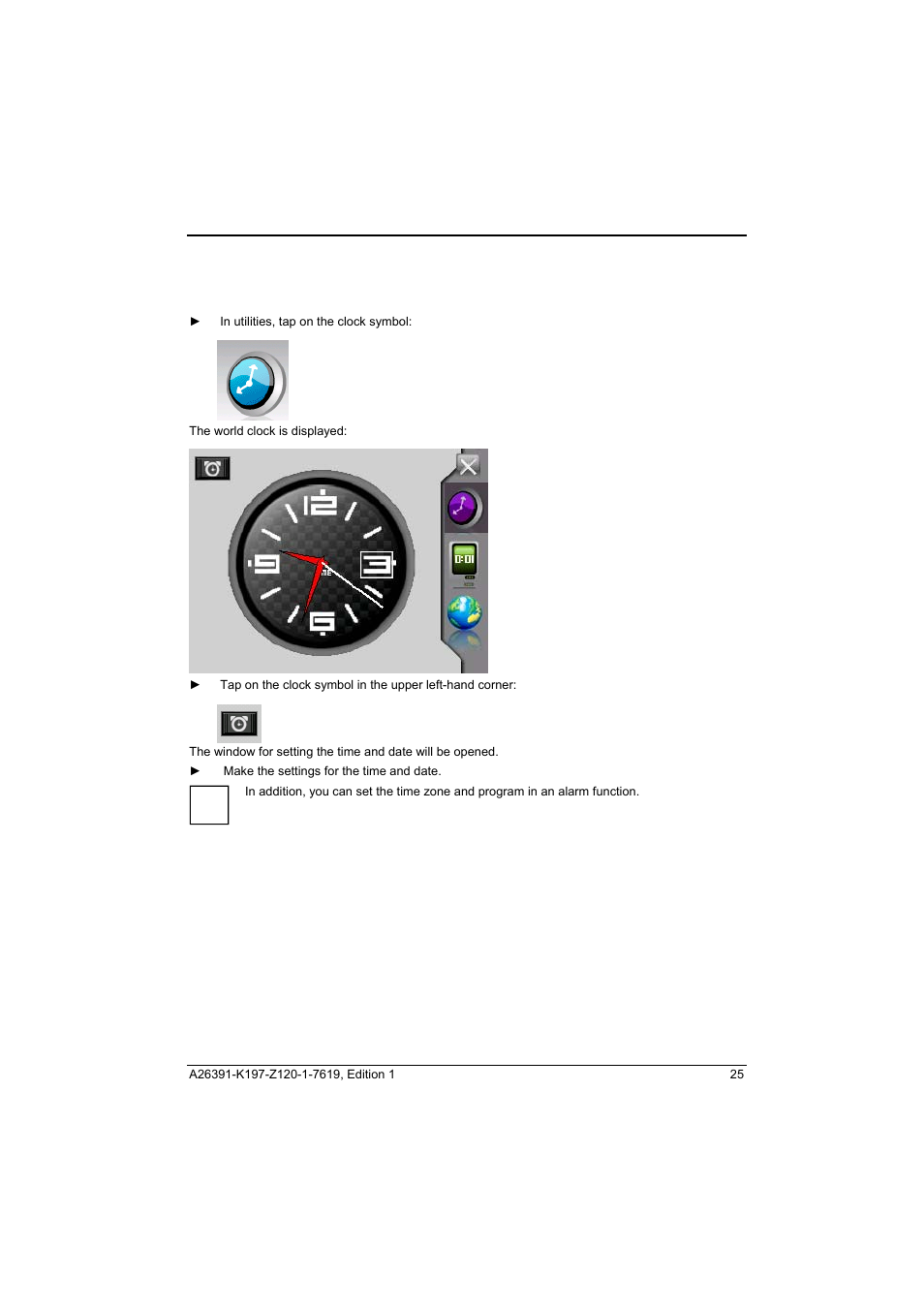 Setting date and time | Fujitsu Siemens Computers Pocket LOOX N100 Series User Manual | Page 33 / 51
