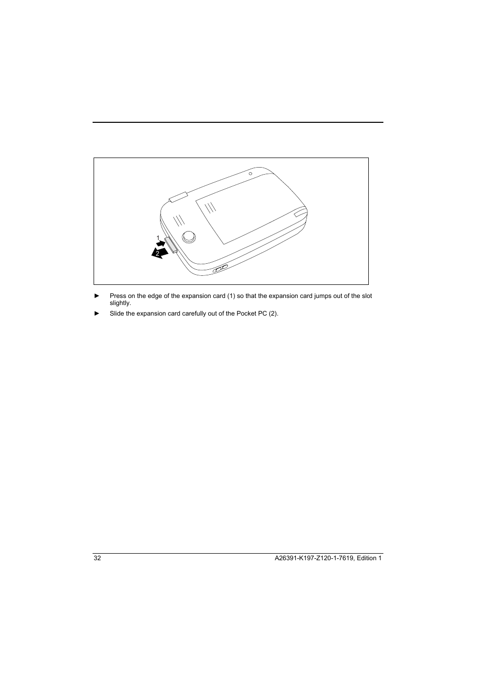 Removing the expansion card | Fujitsu Siemens Computers Pocket LOOX N100 Series User Manual | Page 40 / 51