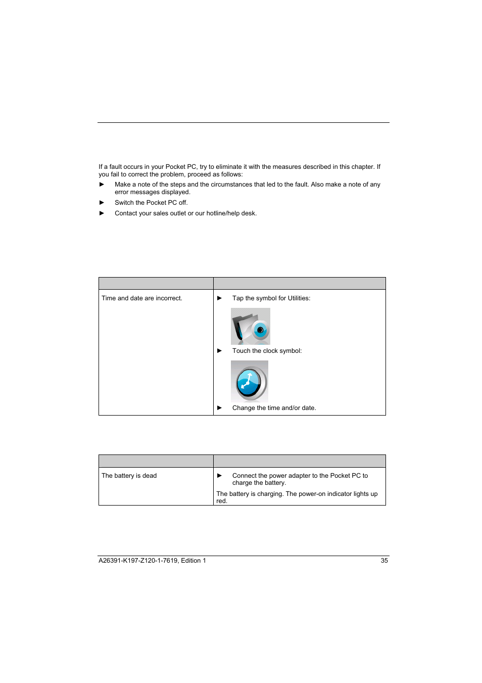 Troubleshooting and tips, The time or date on the pocket pc are, Incorrect | The pocket pc switches off | Fujitsu Siemens Computers Pocket LOOX N100 Series User Manual | Page 43 / 51