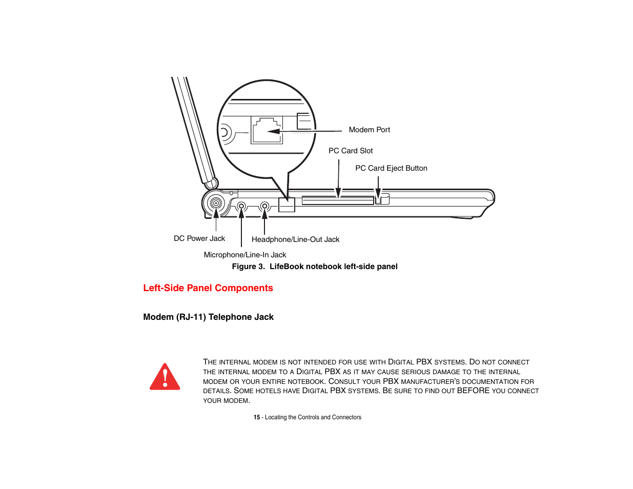 Left-side panel components | Fujitsu Siemens Computers Fujitsu LifeBook B6230 notebook User Manual | Page 20 / 186