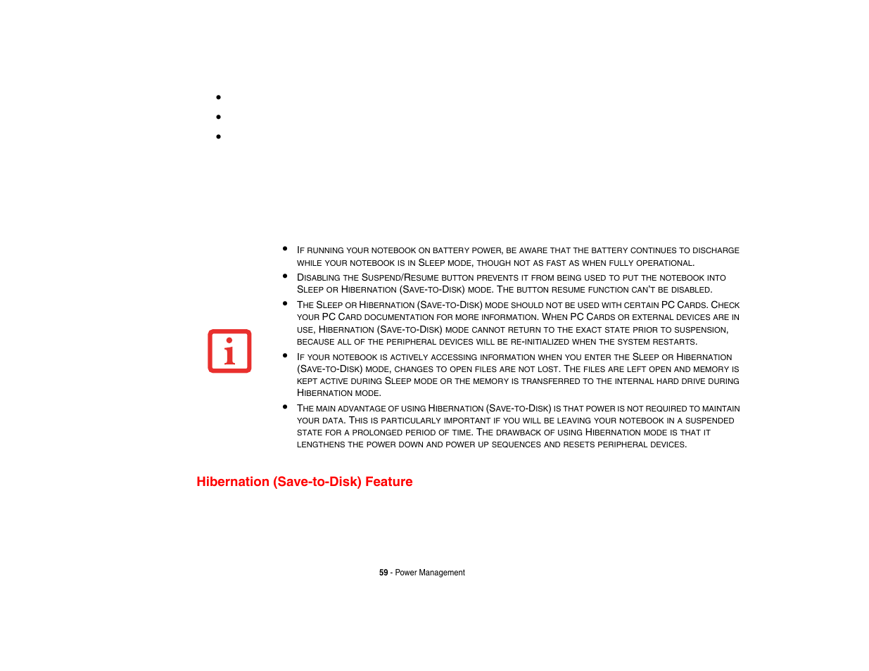 Hibernation (save-to-disk) feature | Fujitsu Siemens Computers Fujitsu LifeBook B6230 notebook User Manual | Page 64 / 186