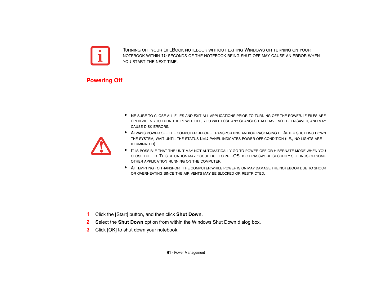 Powering off | Fujitsu Siemens Computers Fujitsu LifeBook B6230 notebook User Manual | Page 66 / 186