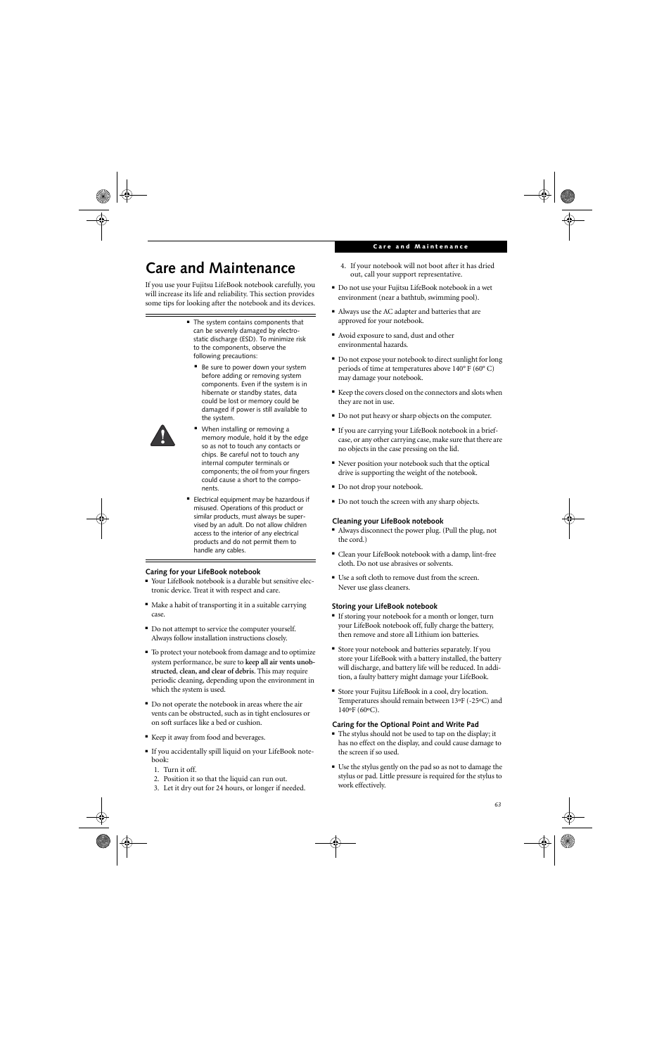 Care and maintenance | Fujitsu Siemens Computers A6030 User Manual | Page 73 / 120
