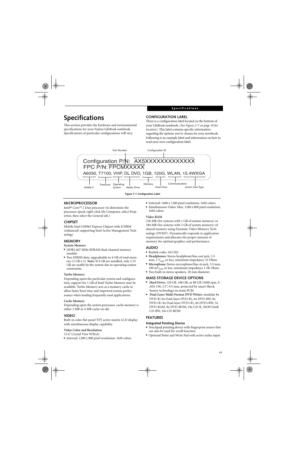 Specifications | Fujitsu Siemens Computers A6030 User Manual | Page 79 / 120