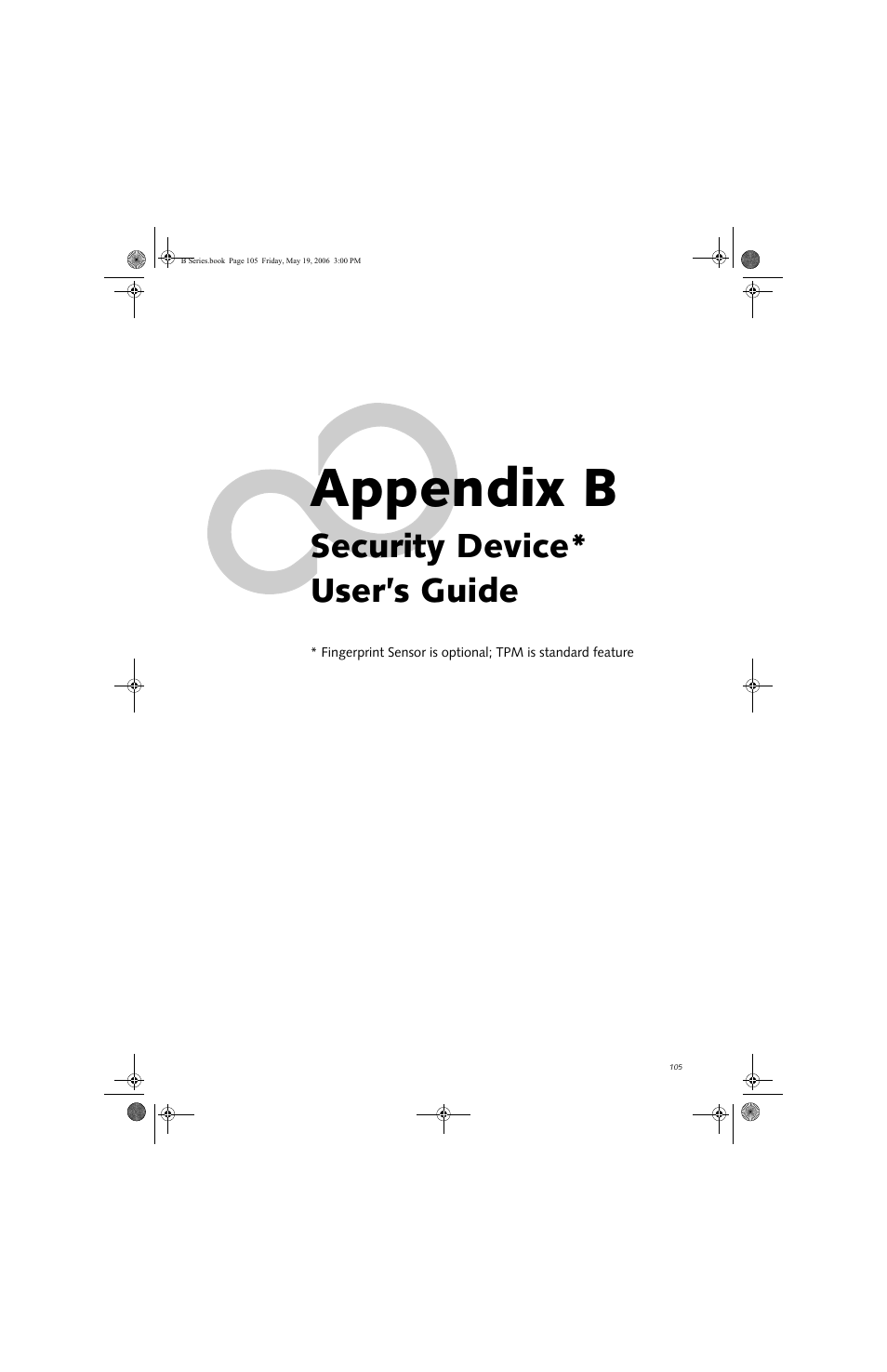 Appendix b, Security device* user’s guide | Fujitsu Siemens Computers LifeBook B6210 User Manual | Page 113 / 128