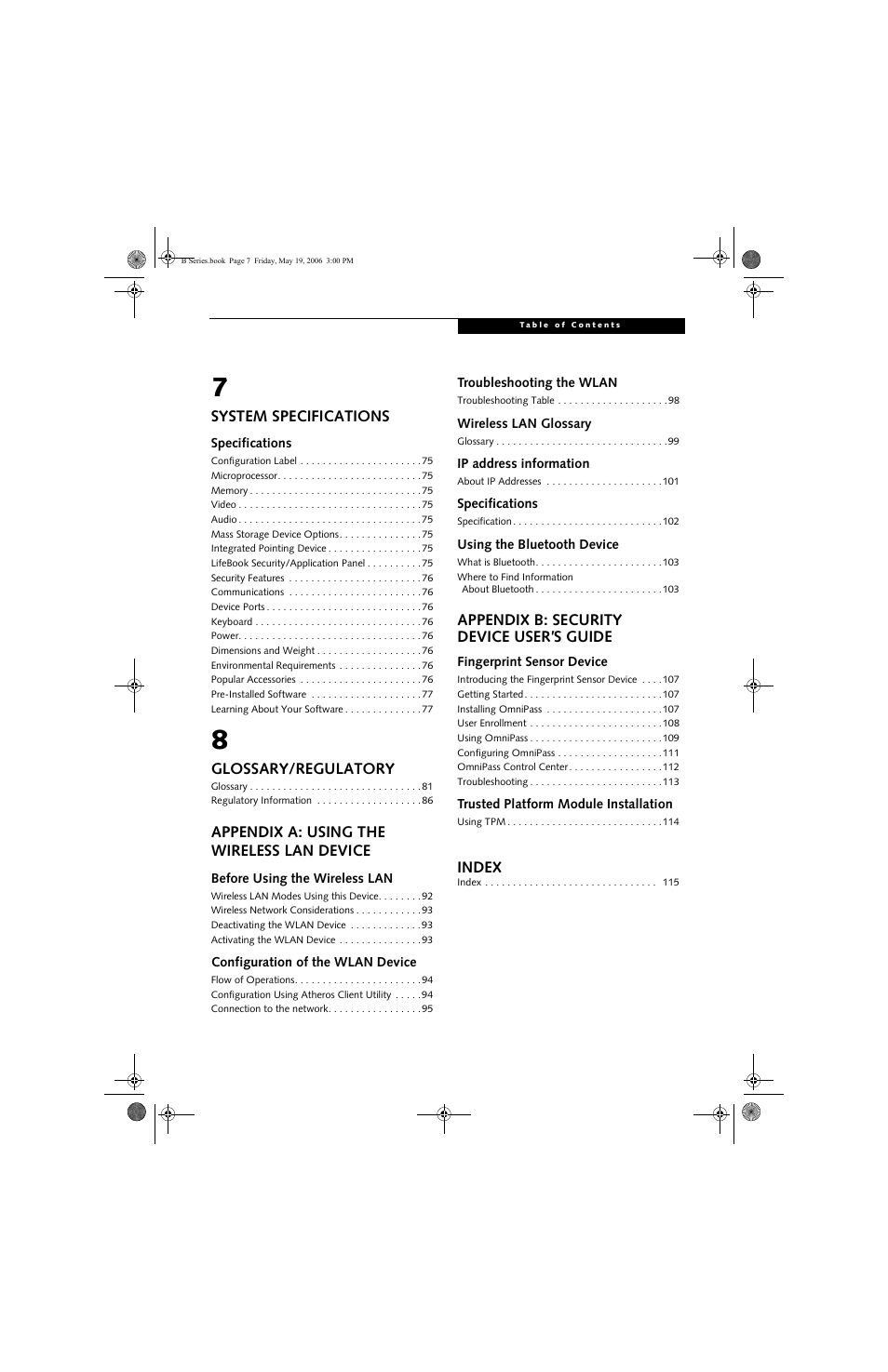 Fujitsu Siemens Computers LifeBook B6210 User Manual | Page 7 / 128