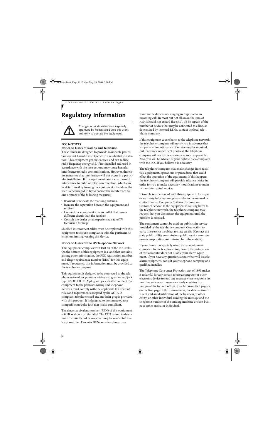 Regulatory information | Fujitsu Siemens Computers LifeBook B6210 User Manual | Page 94 / 128