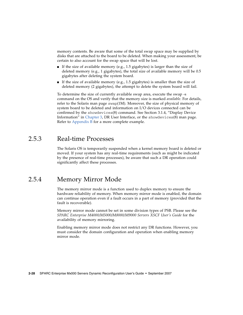 3 real-time processes, 4 memory mirror mode, Real-time processes | Memory mirror mode | Fujitsu Siemens Computers SPARC Enterprise M8000 User Manual | Page 60 / 162