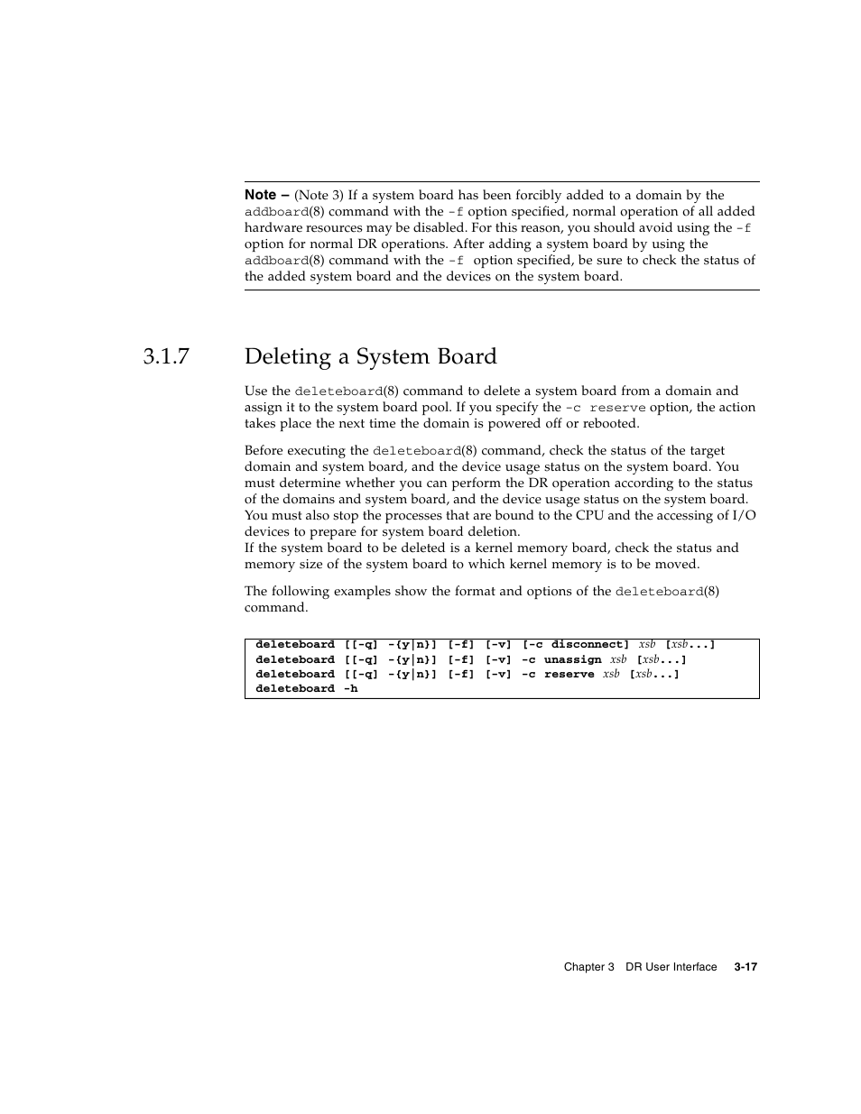 7 deleting a system board, Deleting a system board | Fujitsu Siemens Computers SPARC Enterprise M8000 User Manual | Page 79 / 162
