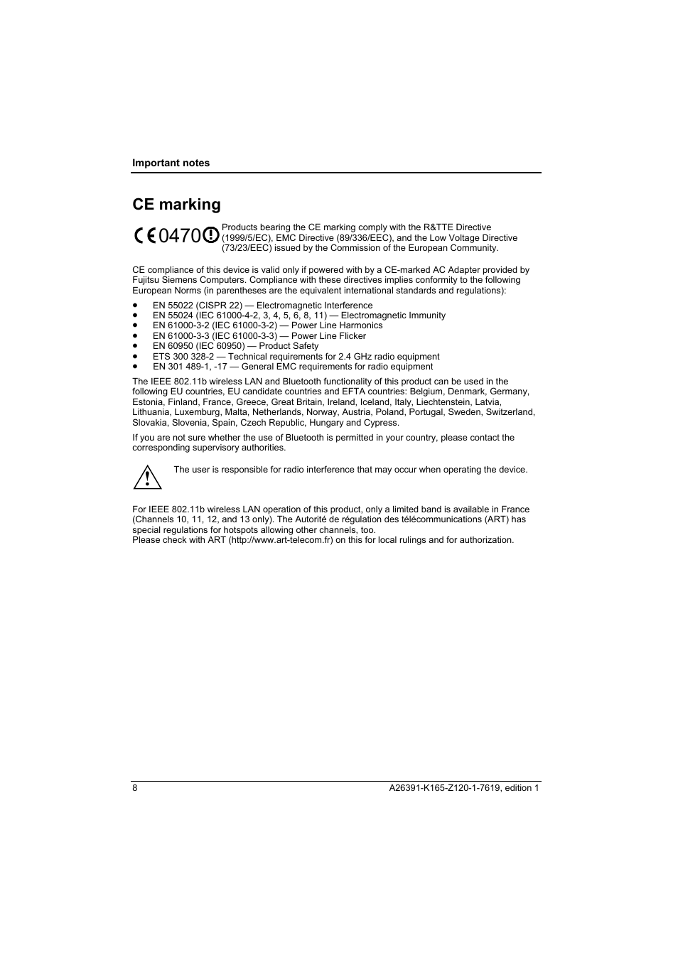Ce marking | Fujitsu Siemens Computers LOOX N User Manual | Page 16 / 56