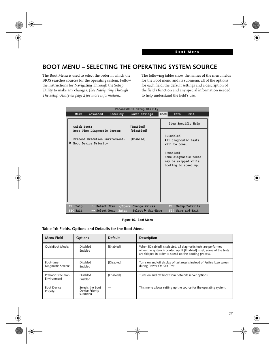 Boot menu – selecting the operating system source | Fujitsu Siemens Computers LifeBook C2110 User Manual | Page 27 / 31