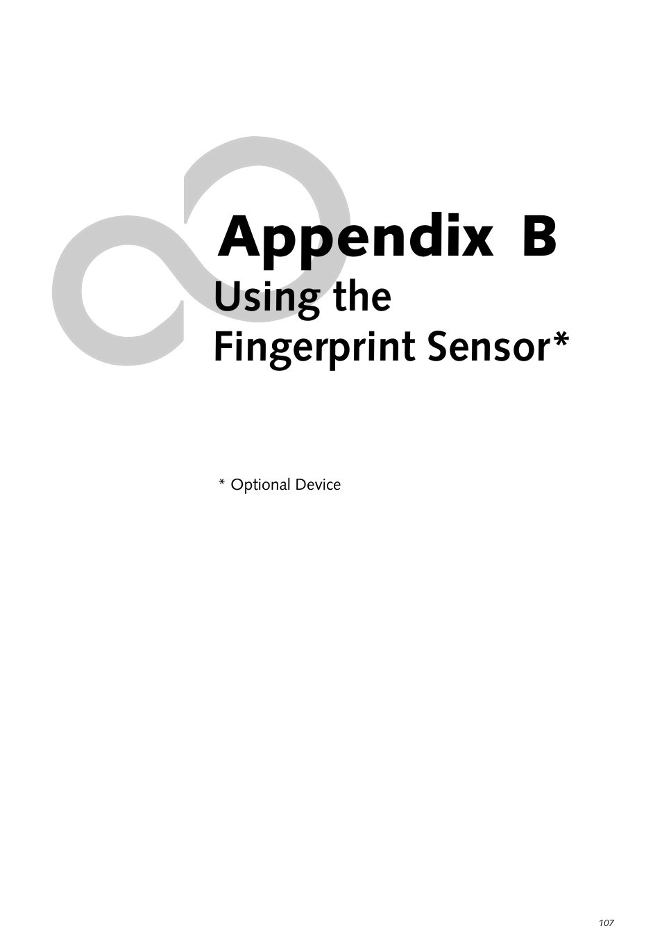 Using the fingerprint sensor, Appendix b: using the fingerprint sensor device, Appendix | Fujitsu Siemens Computers LifeBook S2210 User Manual | Page 118 / 132