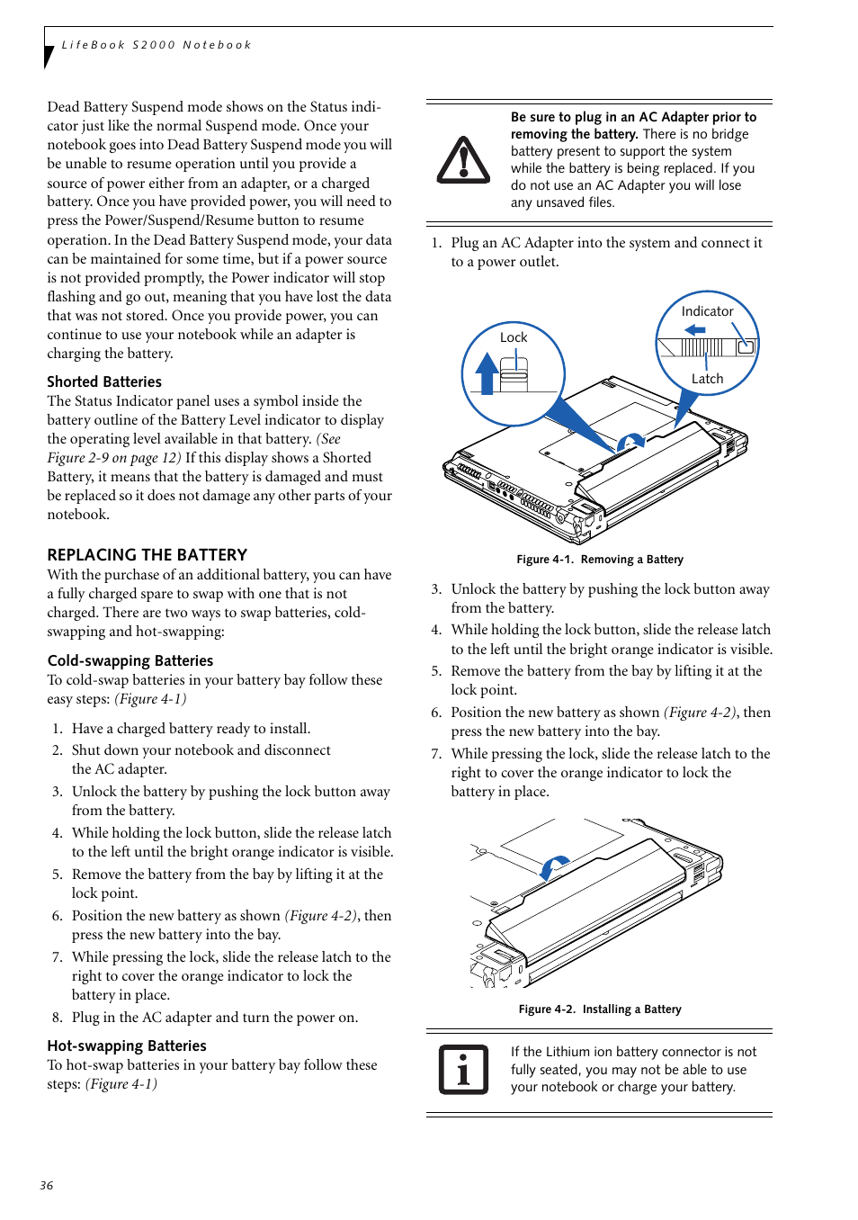 Replacing the battery | Fujitsu Siemens Computers LifeBook S2210 User Manual | Page 47 / 132