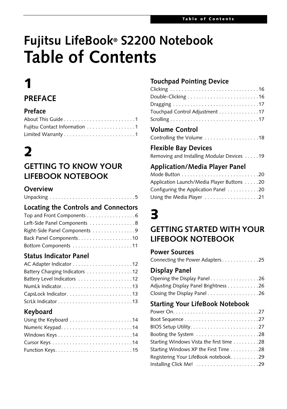 Fujitsu Siemens Computers LifeBook S2210 User Manual | Page 6 / 132