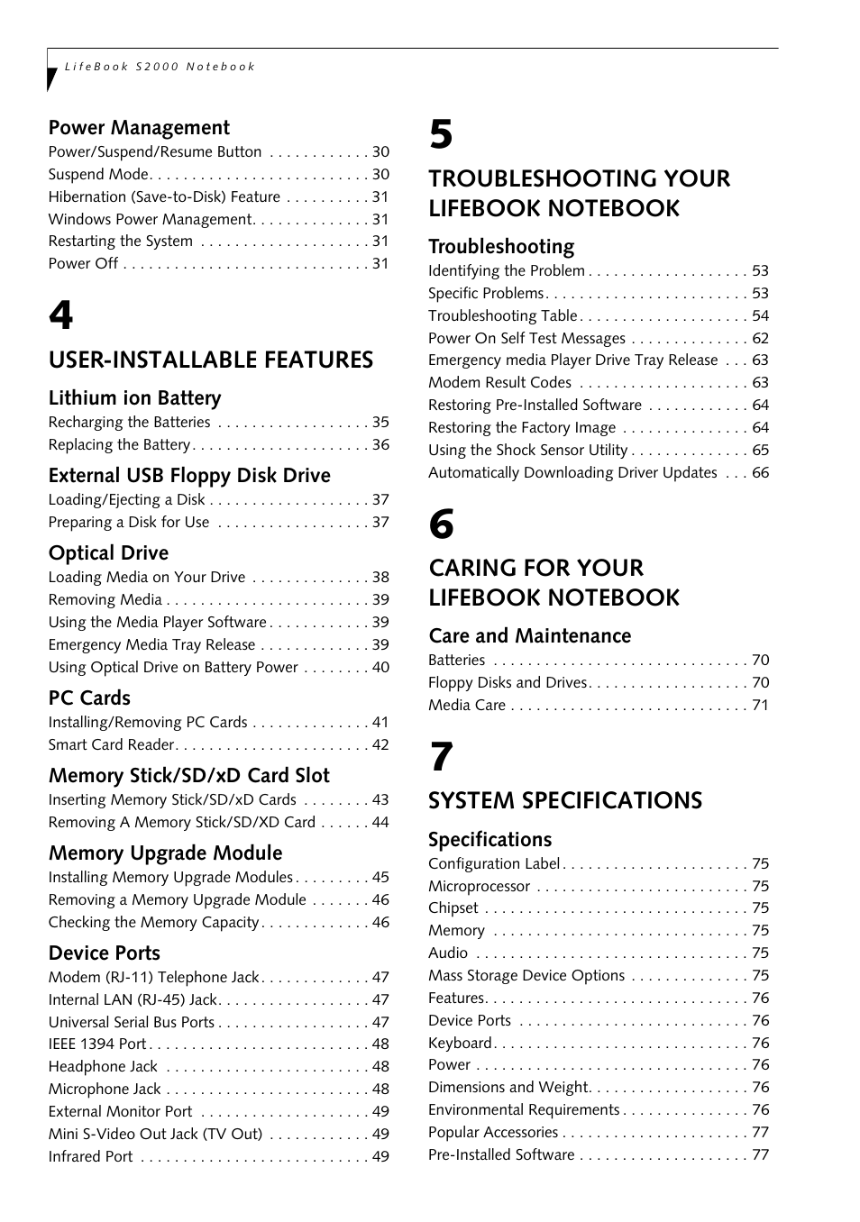 Fujitsu Siemens Computers LifeBook S2210 User Manual | Page 7 / 132