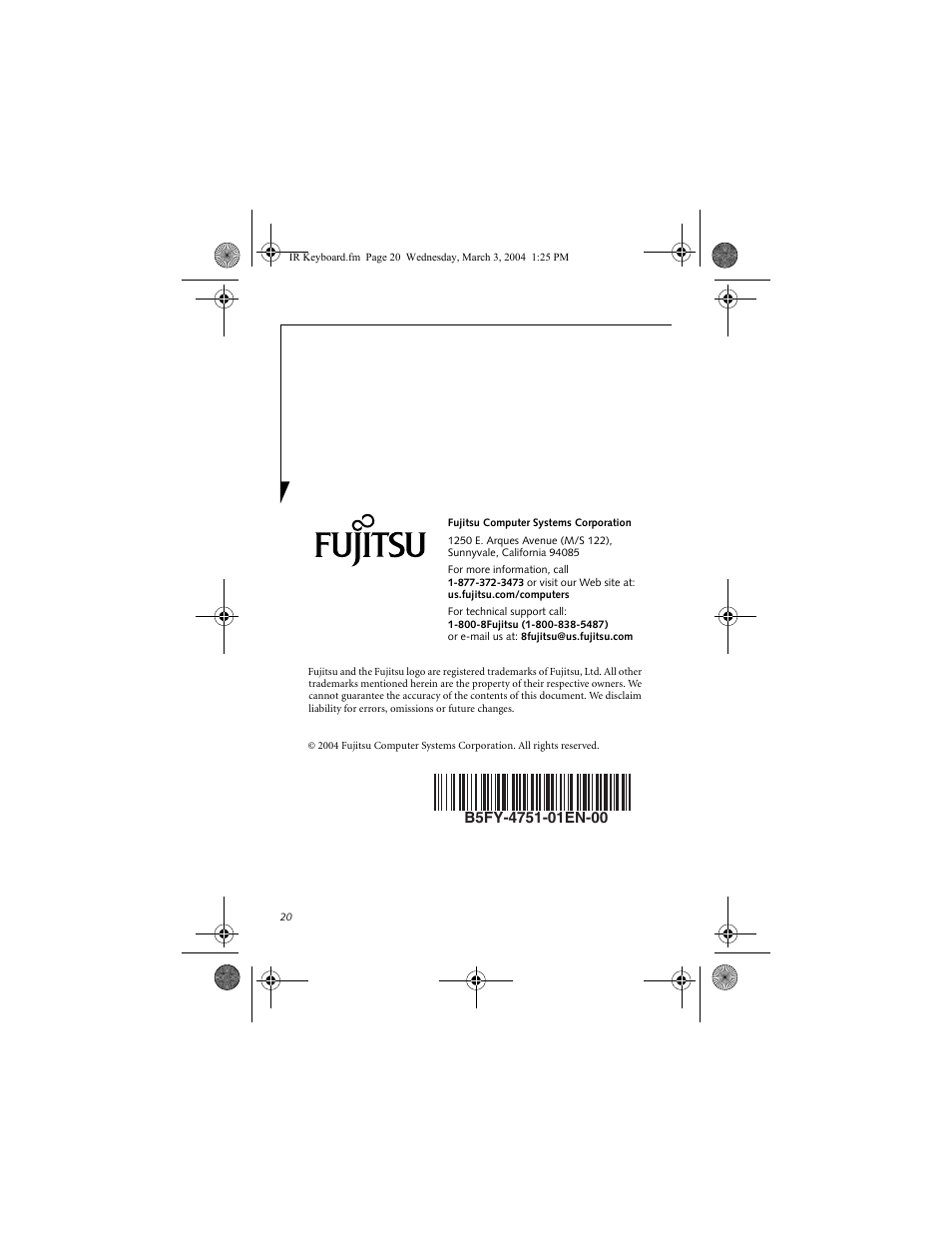 Fujitsu Siemens Computers FPCKB51A1P User Manual | Page 20 / 20